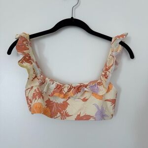 EPHEMERA Floral Ruffle Sleeve Bikini Top